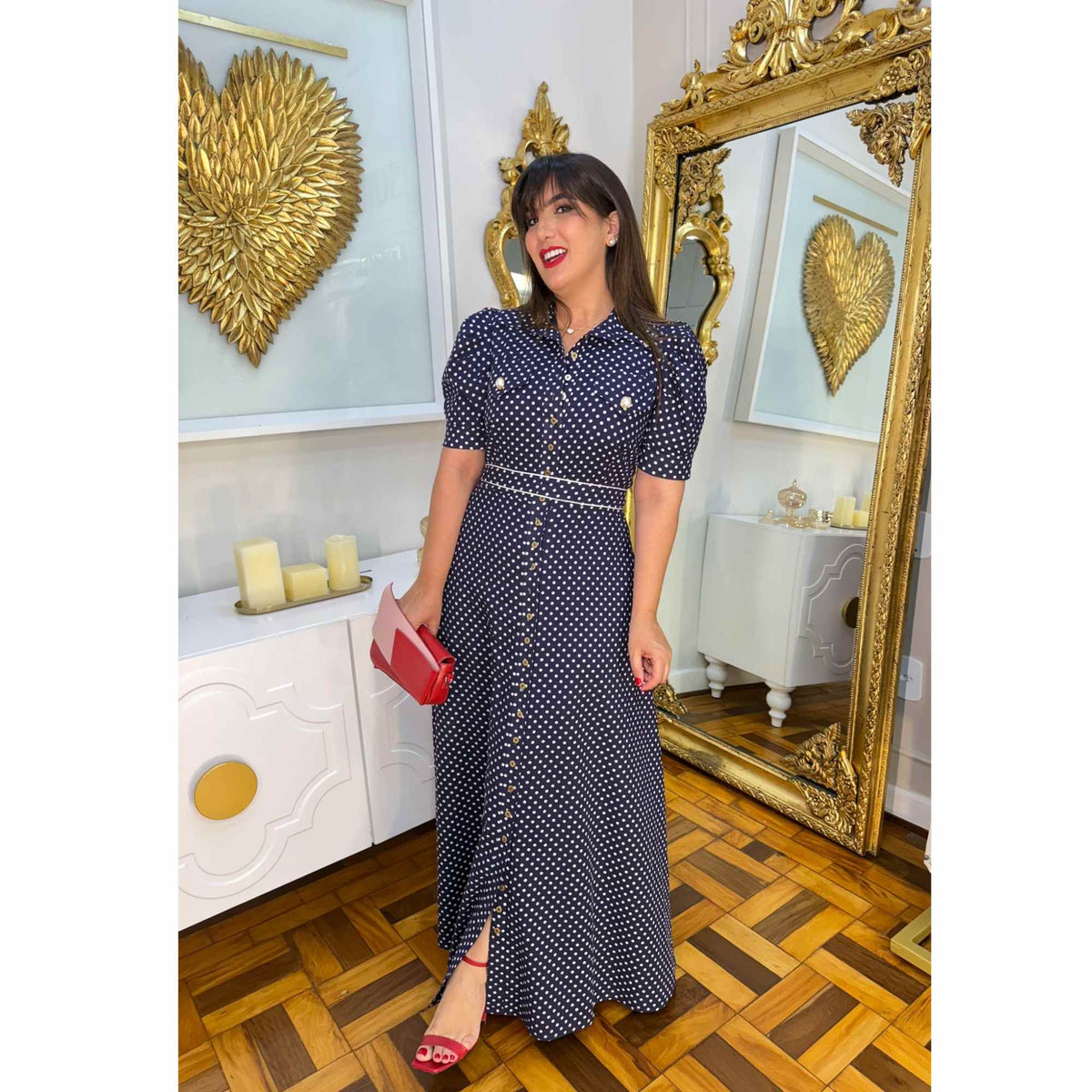 Vestido Antonietta | Chemise Poá fibra natural
