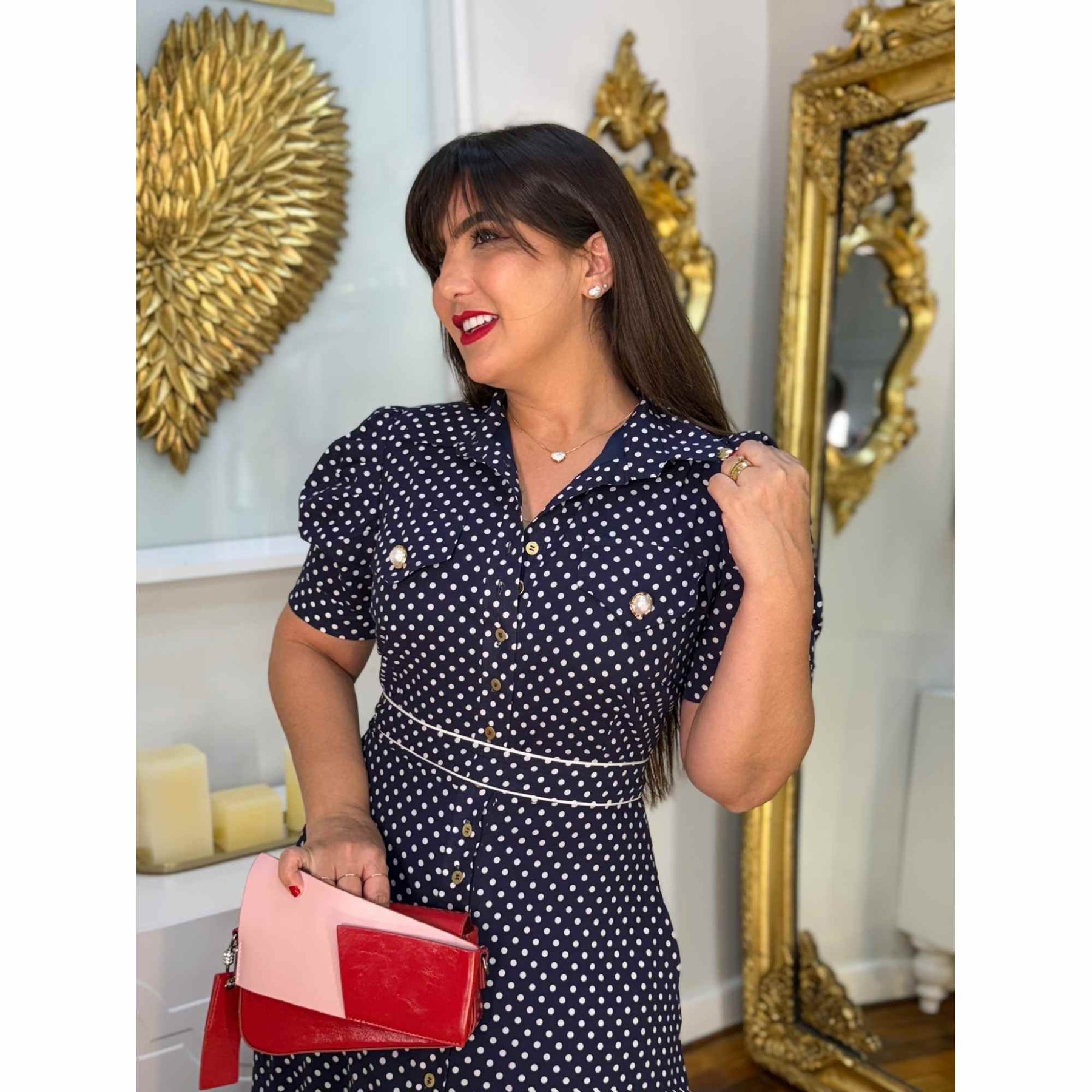 Vestido Antonietta | Chemise Poá fibra natural