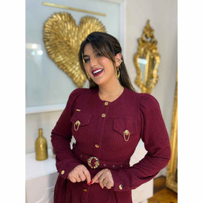 Vestido Charlotte | Chenille Midi manga longa