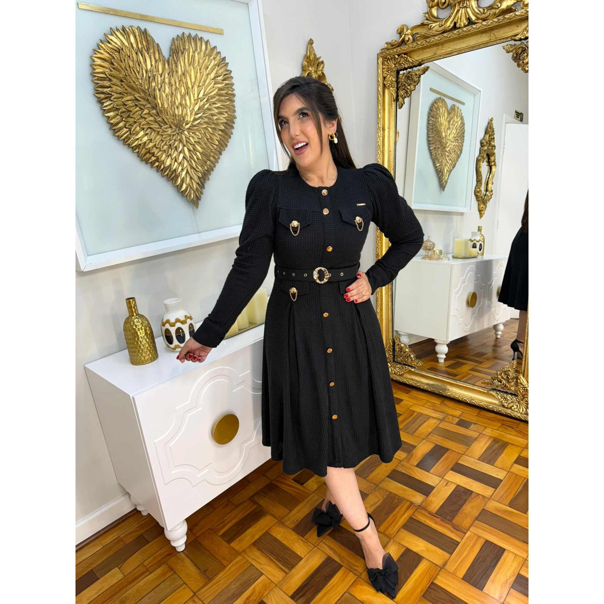 Vestido Charlotte | Chenille Midi manga longa