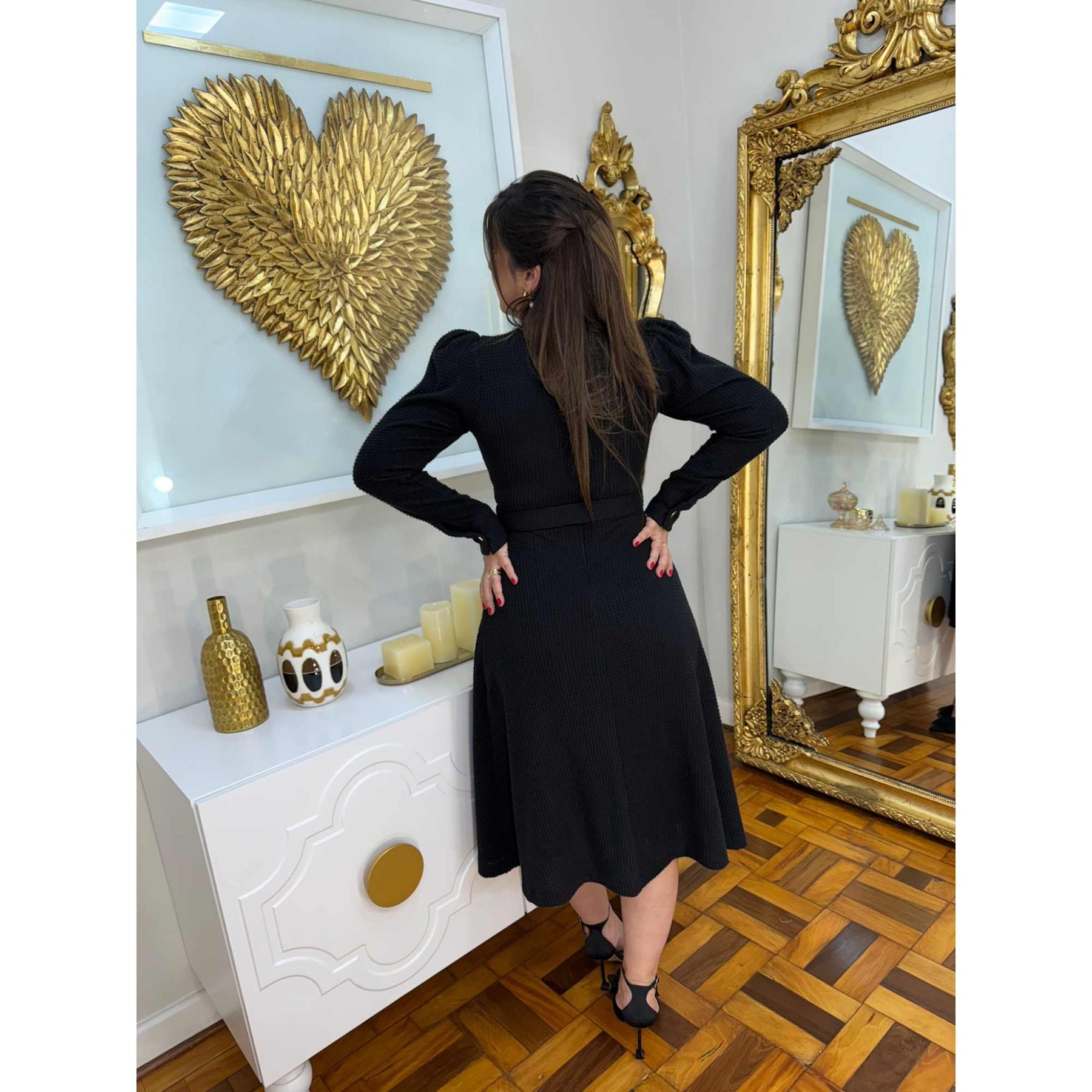 Vestido Charlotte | Chenille Midi manga longa