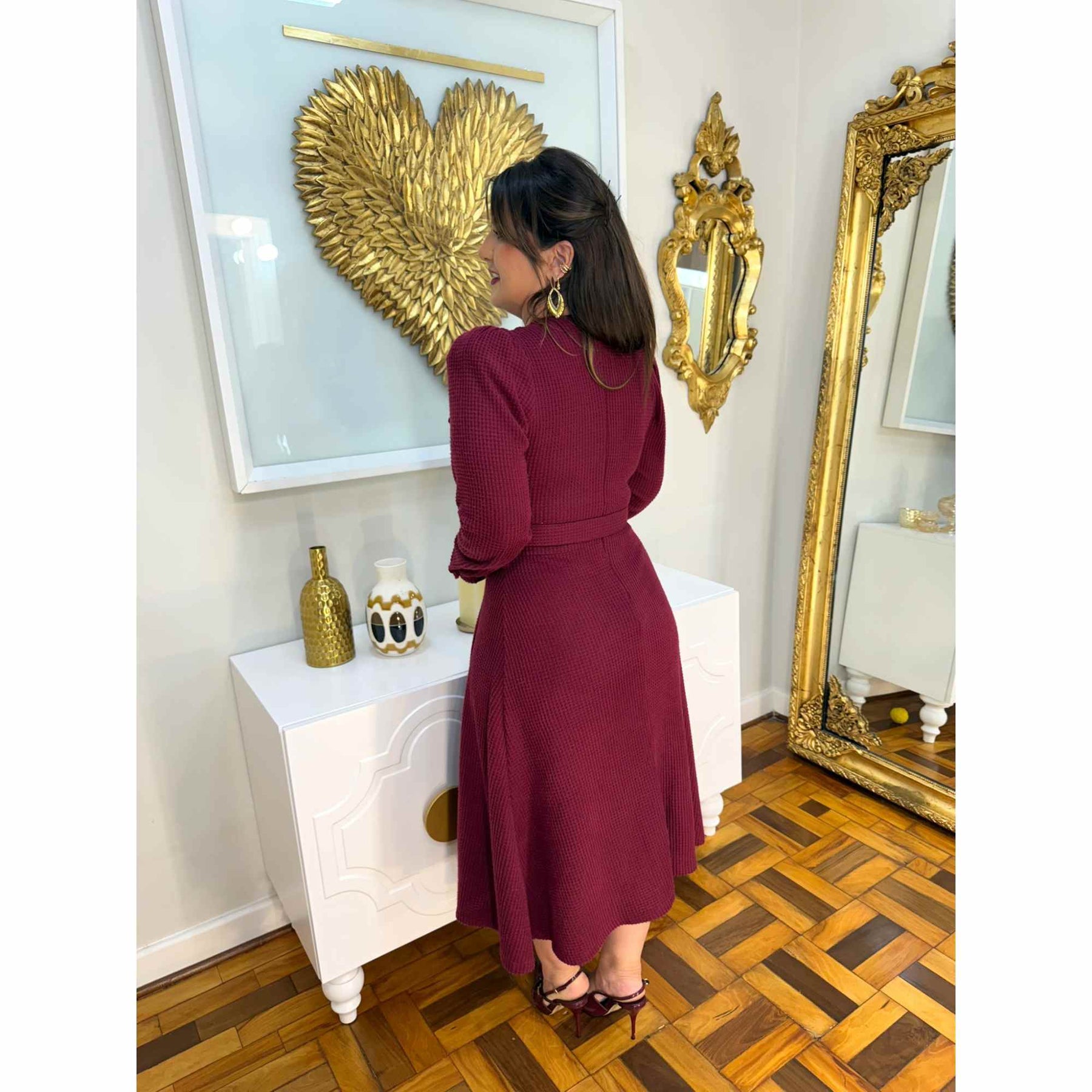Vestido Charlotte | Chenille Midi manga longa