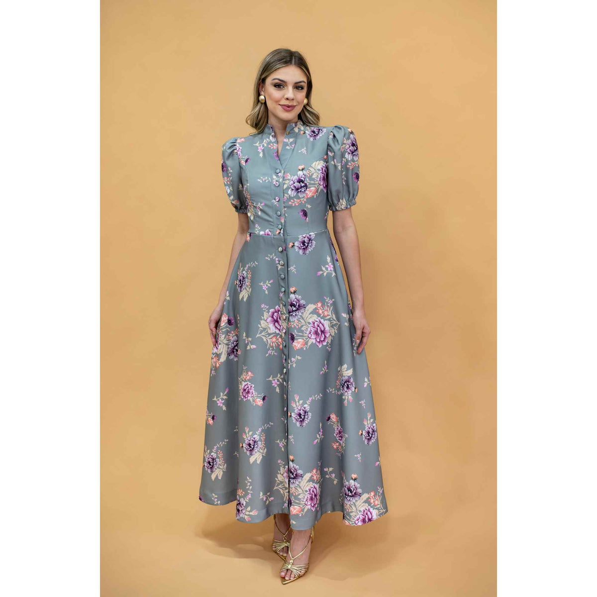 Vestido Clarissa | crepe premium flowers supermidi