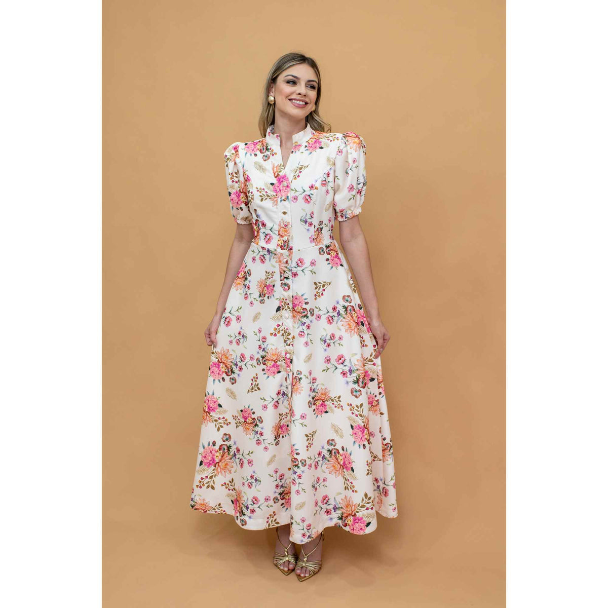 Vestido Clarissa | crepe premium flowers supermidi