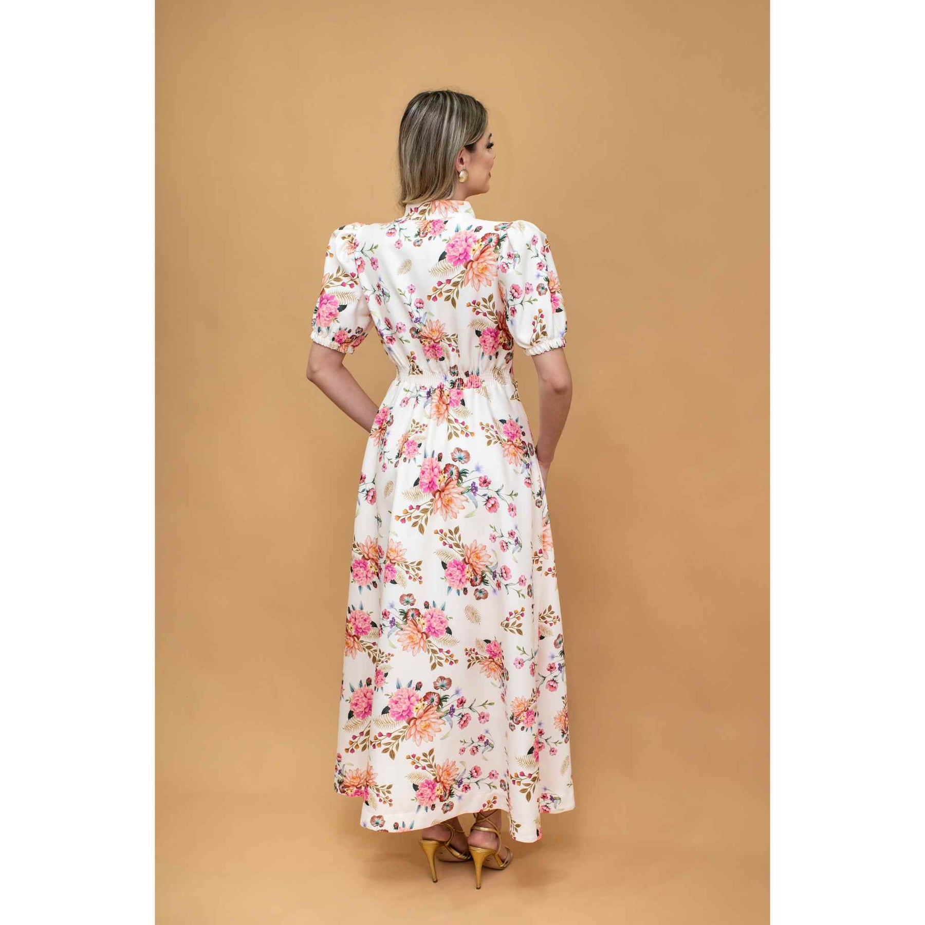 Vestido Clarissa | crepe premium flowers supermidi