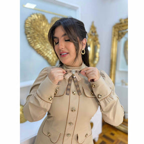 Vestido Elizabeth | fibra natural Midi manga longa