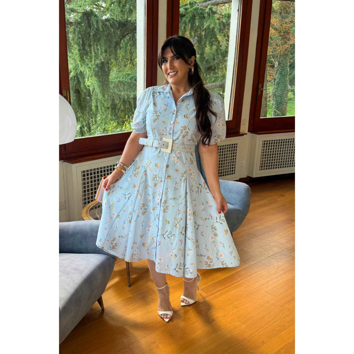 Vestido Florença | fibra natural mídi liberty
