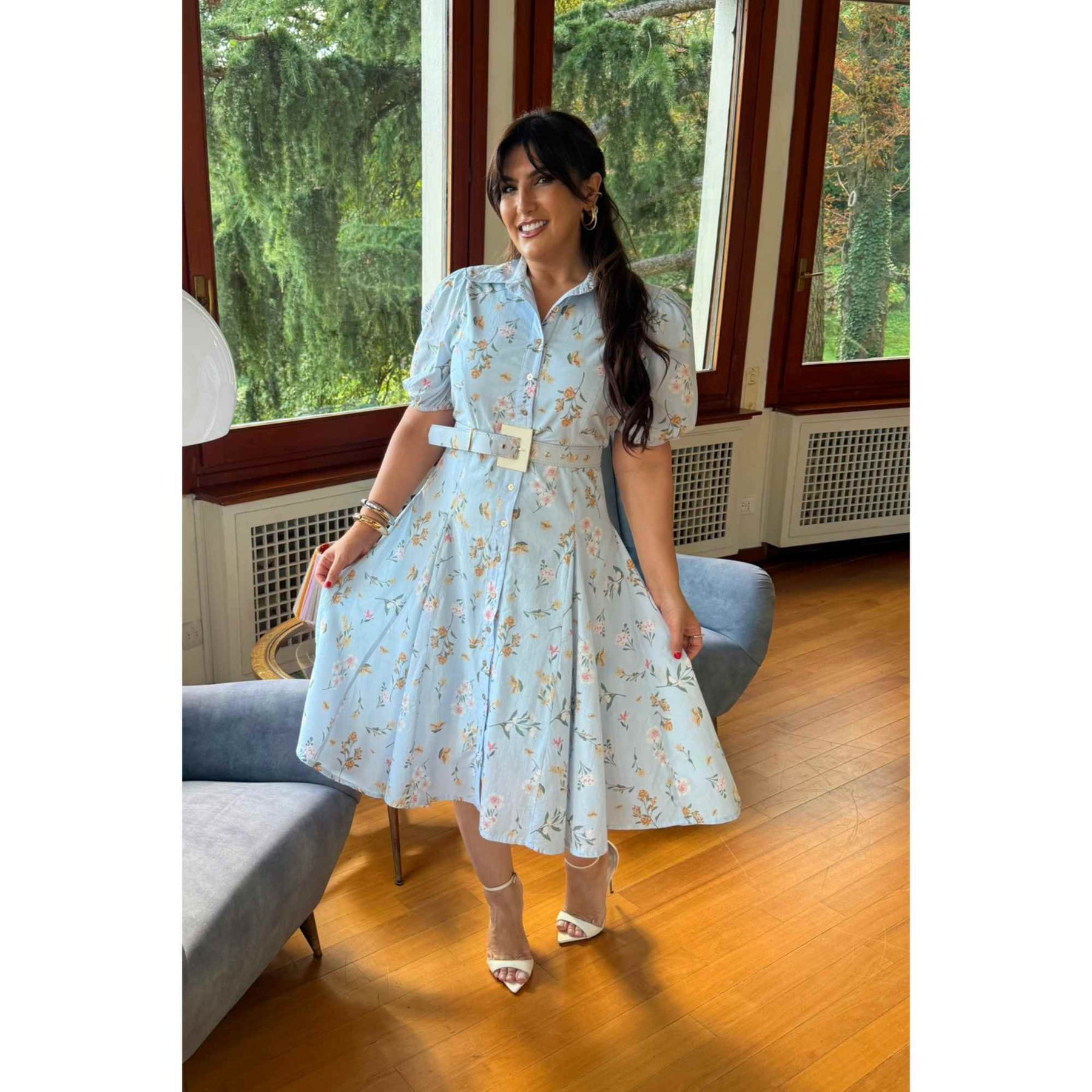 Vestido Florença | fibra natural mídi liberty