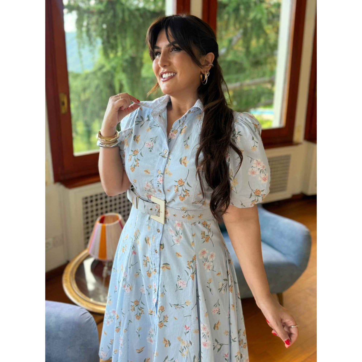 Vestido Florença | fibra natural mídi liberty