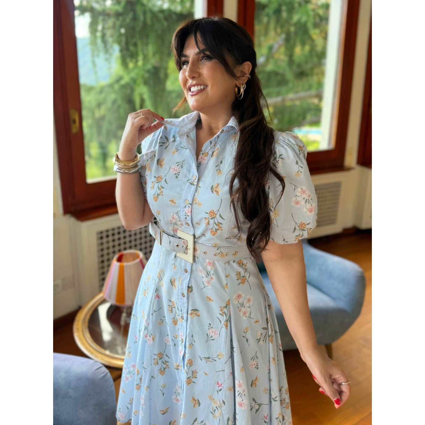Vestido Florença | fibra natural mídi liberty