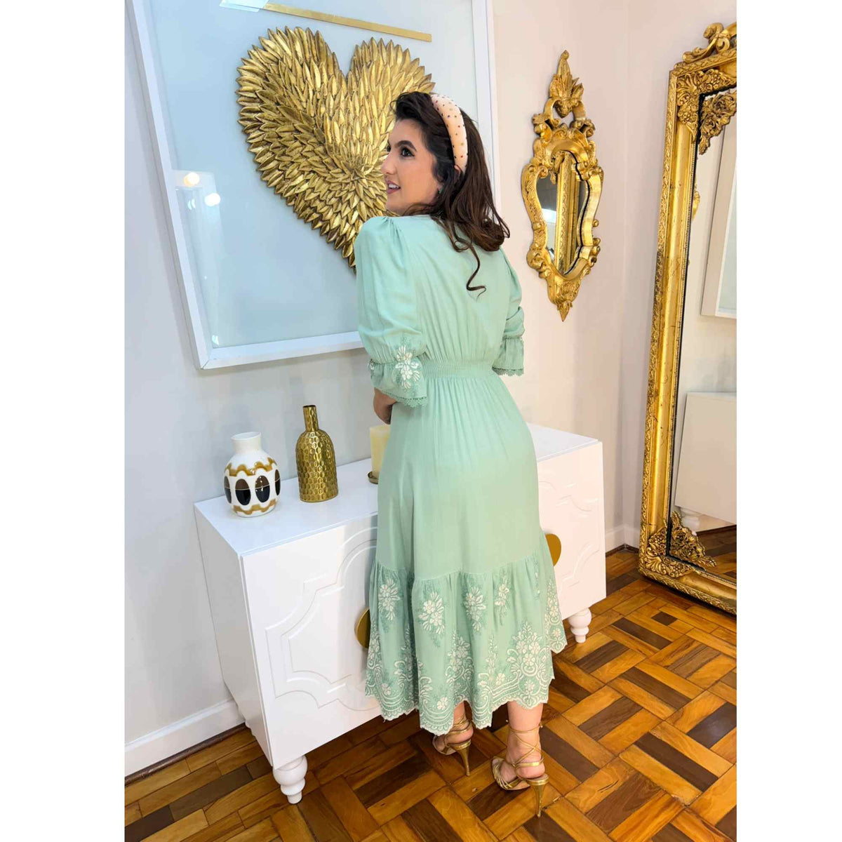 Vestido Kimberly Releitura | fibra natural bordado midi