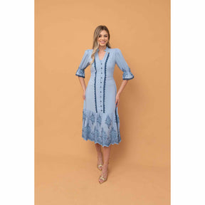Vestido Kimberly Releitura | fibra natural bordado midi