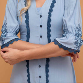 Vestido Kimberly Releitura | fibra natural bordado midi