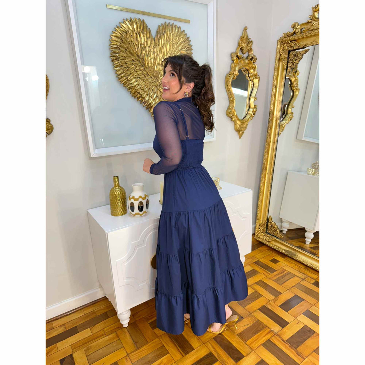 Vestido Tais | Alça regulável midi fibra natural