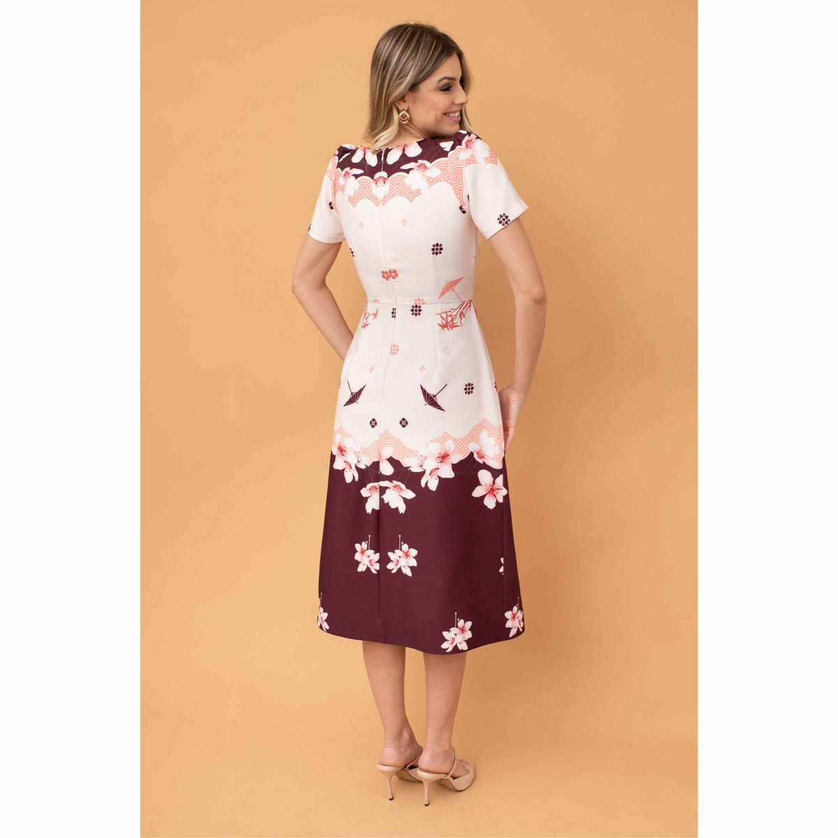 Vestido Tokio | Midi Crepe alfaitaria Estamparia Oriental